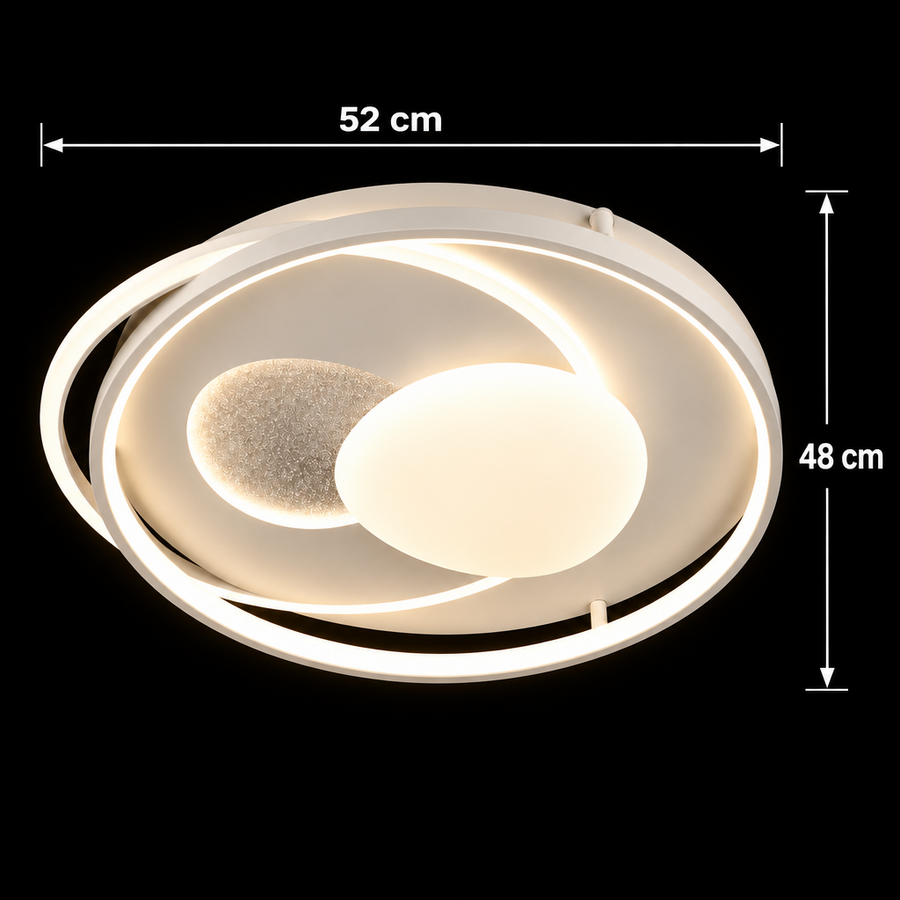 ISTARAVSHAN LED luster s diaľkovým ovládaním, oválny tvar, 85W, studené/teplé/neutrálne svetlo, stmievateľné, biela