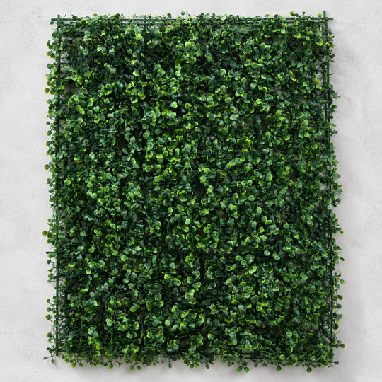 Panel z umelého živého plotu s okrúhlymi listami, 40 x 60 cm, zelený