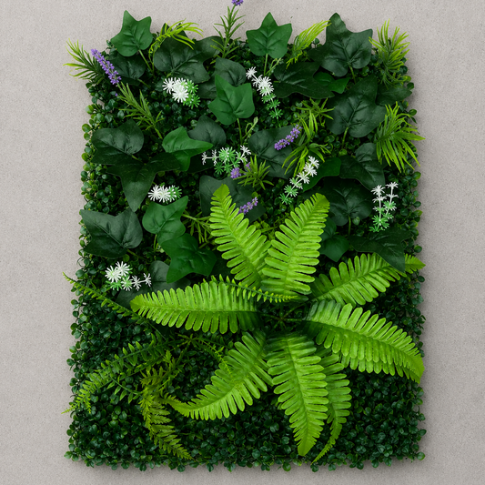 Panou de Gard Viu Artificial Lavandă și Frunze Mixte, 40 x 60 cm, Verde