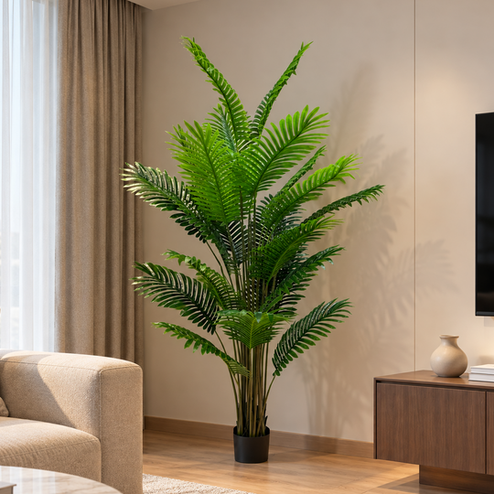 Umelá rastlina typu palma Areca, 25 listov, 190 cm, Zelená