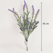Umelá rastlina, dekoratívny kvet levandule, 7 konárov, 45 cm, fialová a zelená, sada 2 kusov