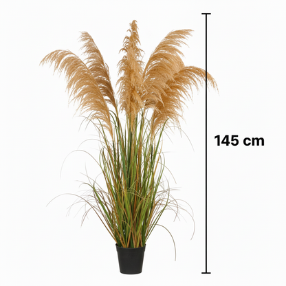 Okrasná tráva z umelých rastlín, 145 cm, s 5 drôtmi, trstina a tráva, tmavozelená, bez črepníka