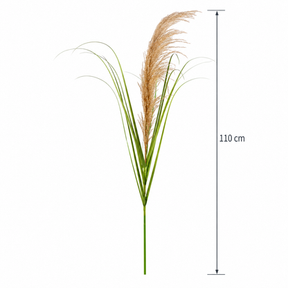 Umelá rastlina okrasná tráva, 110 cm, trstina a tráva, zelená a hnedá, bez črepníka