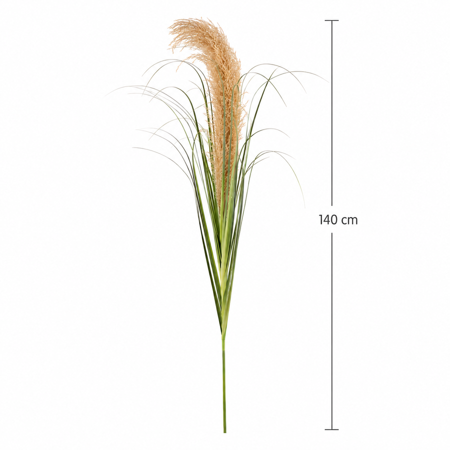 Umelá rastlina okrasná tráva, 140 cm, trstina a tráva, zelená a hnedá, bez črepníka