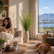 Okrasná tráva s umelým líščím chvostom, 100 cm, s 12 koreninami, zelená, bez črepníka