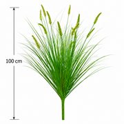 Okrasná tráva s umelým líščím chvostom, 100 cm, s 12 koreninami, zelená, bez črepníka