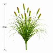 Okrasná tráva s umelým líščím chvostom, 100 cm, s 12 koreninami, zelená a hnedá, bez črepníka