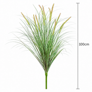 Okrasná tráva s umelým líščím chvostom, 100 cm, s 12 koreninami, zelená a ružová, bez črepníka