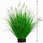 Okrasná tráva s umelým líščím chvostom, 80 cm, s 33 koreninami, zelená a biela, bez črepníka