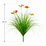 Okrasná rastlina z umelej motýľovej trávy, 60 cm, s 5 kvetmi, zelený a červený, bez črepníka