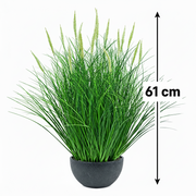 Umelá rastlina, črepníková okrasná tráva, 61 cm, s 19 koreninami, zelená a biela