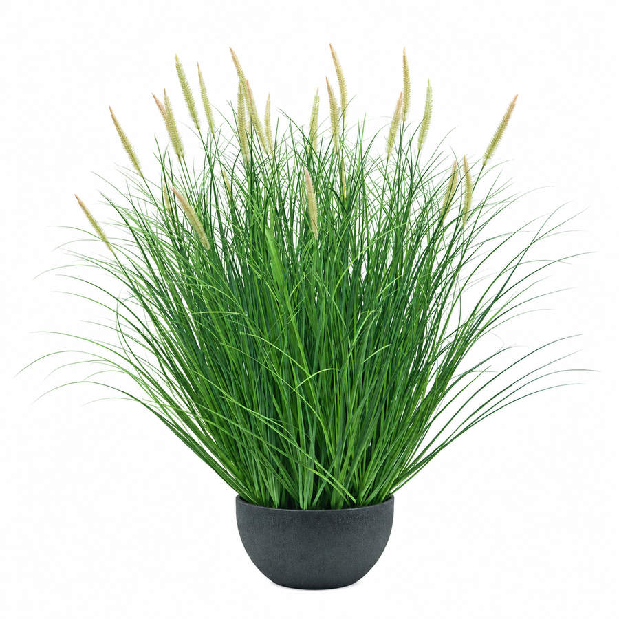 Umelá rastlina, črepníková okrasná tráva, 70 cm, s 25 koreninami, zelená a ružová
