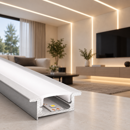 Profil din aluminiu incastrat pentru banda LED, Lungime 300cm, Alb