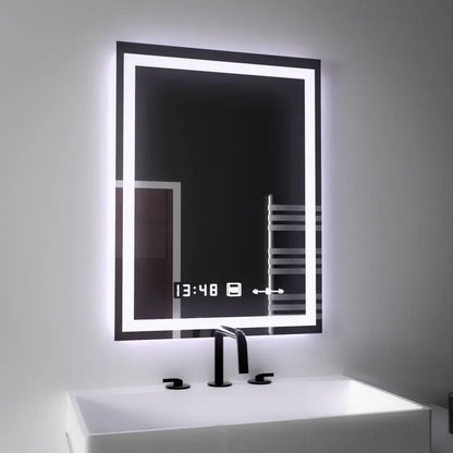 Obdĺžnikové LED zrkadlo 45x60cm Verite Motionglow MARCLELL SMONABLE CLOCKY SYSTÉM A SMOLNÝ TERMOMERMER