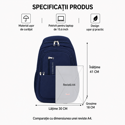 Rucsac Travel Business MINGACHEVIR, 41x30x18 cm, Oxford, Albastru