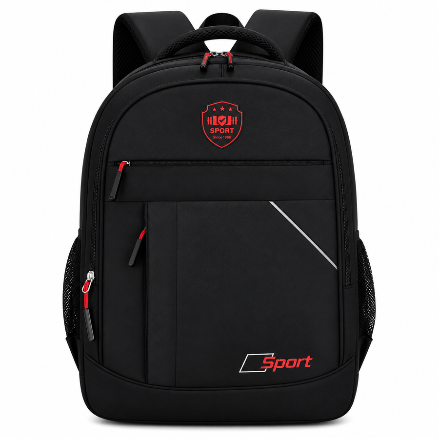 Rucsac Travel Business QABALA, 48x32x15 cm, Oxford, Negru si Rosu