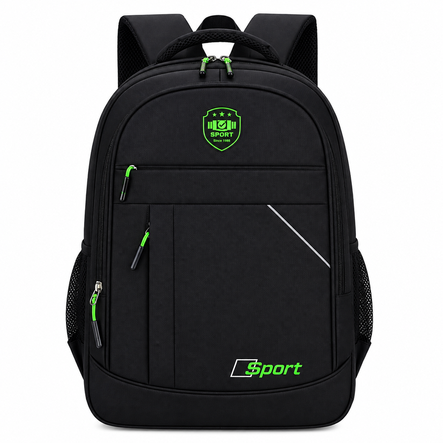 Rucsac Travel Business QABALA, 48x32x15 cm, Oxford, Negru si Verde