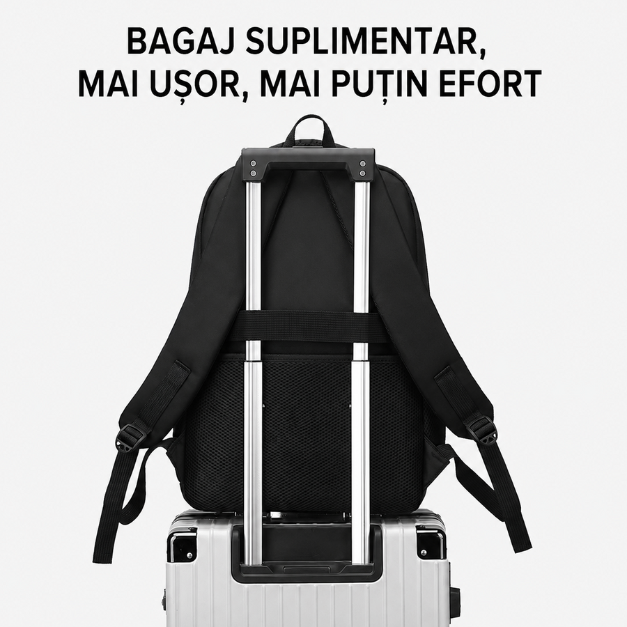 Rucsac Travel Business YEVLAKH, 47x32x14 cm, Oxford, Negru si Rosu