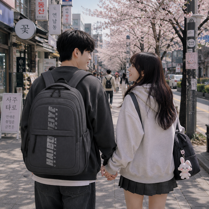 Rucsac de Scoala ANDIJAN, 49x34x19 cm, Oxford, Gri Inchis