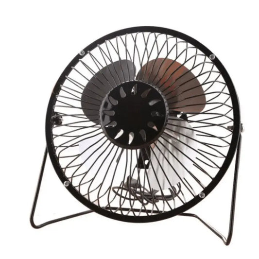Mini ventilátor s káblom USB, kovový, čierny