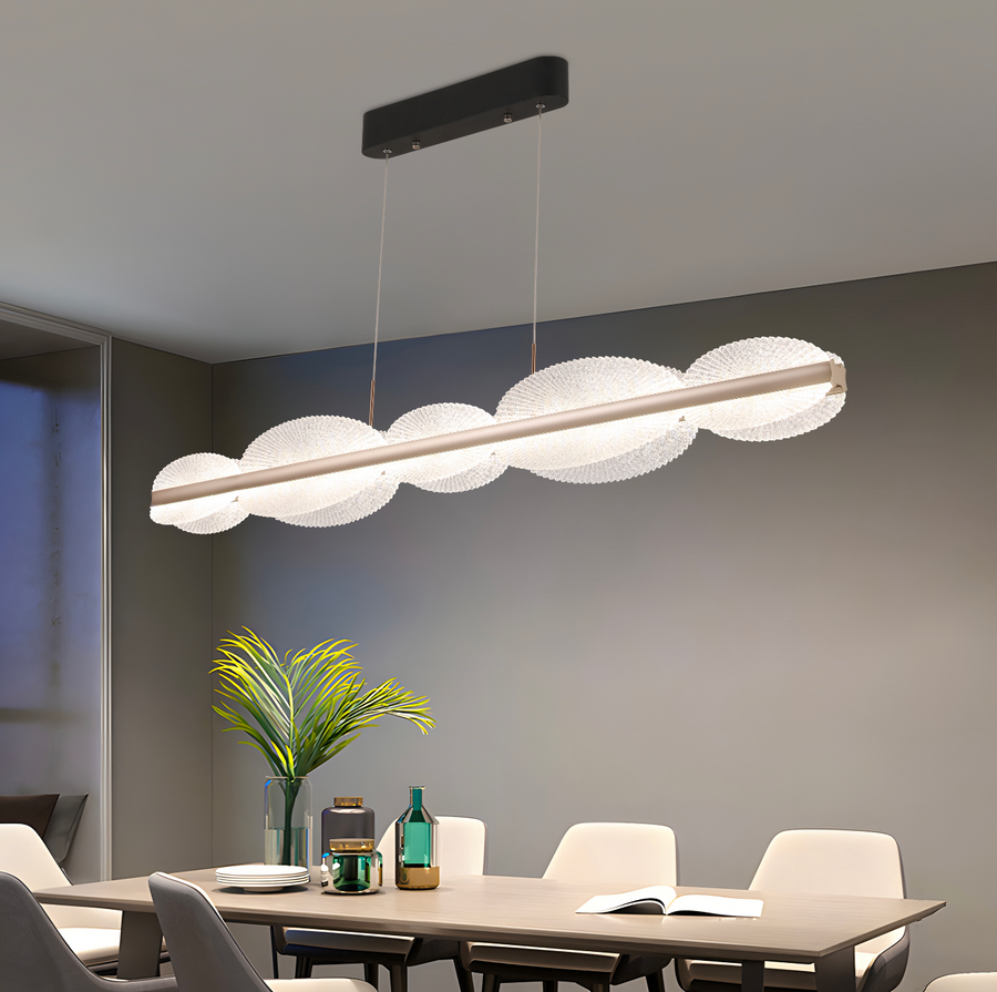Závesný LED luster s diaľkovým ovládaním ISOTTA 105W, Studené/Teplé/Neutrálne svetlo 3000K/4000K/6000K, Stmievateľné, Nastaviteľná výška, Čierna a Strieborná, Kov a Krištáľ