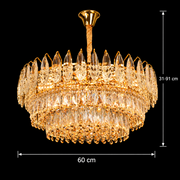 Krištáľový luster MAJESTIC Magno 15x E14, Priemer 60cm, Lesklý zlatý, Nastaviteľná výška