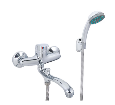 Glosy Chrome Tub Battery - Plná súprava s otočným potrubím 25 cm, para, hadicami a excentrickými zahrnutými