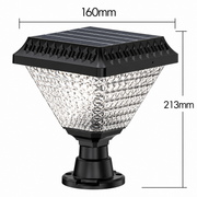 LED solárne svietidlo pre vonkajší stĺp KATTAKURGAN, 8W, teplé/studené/neutrálne svetlo + RGB, štvorcový tvar, hliník, čierne, stmievateľné