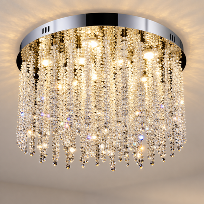 Krištáľový LED luster LLC215/550WH okrúhly, 29W, studené/teplé/neutrálne svetlo, krištáľ, zlatý