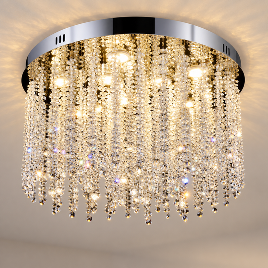 Krištáľový LED luster LLC215/550WH okrúhly, 29W, studené/teplé/neutrálne svetlo, krištáľ, zlatý