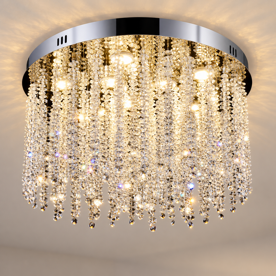 Krištáľový LED luster LLC215/550WH okrúhly, 29W, studené/teplé/neutrálne svetlo, krištáľ, zlatý