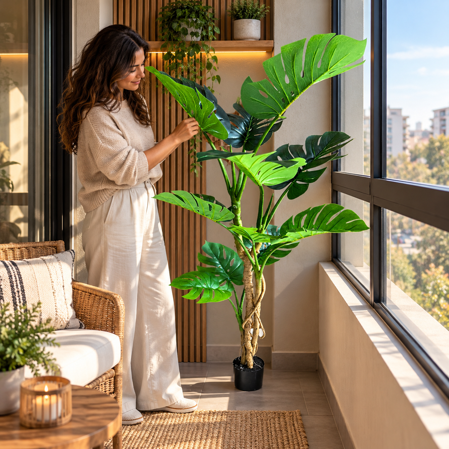 Typ umelej rastliny Monstera Deliciosa, 11 listov, 160 cm, zelená