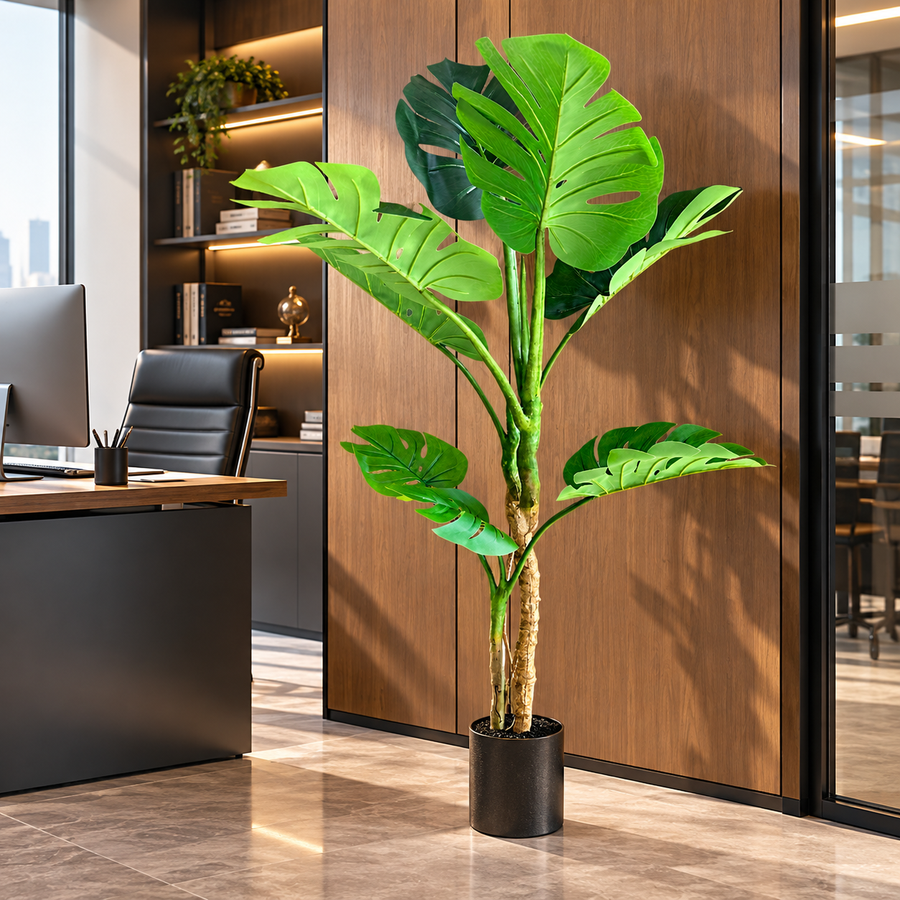 Umelá rastlina typu Monstera Deliciosa, 8 listov, 140 cm, zelená