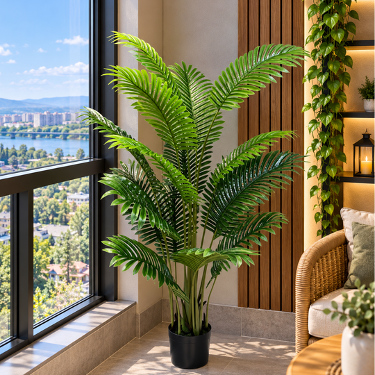 Umelá rastlina typu palmy Areca, 15 listov, 150 cm, zelená