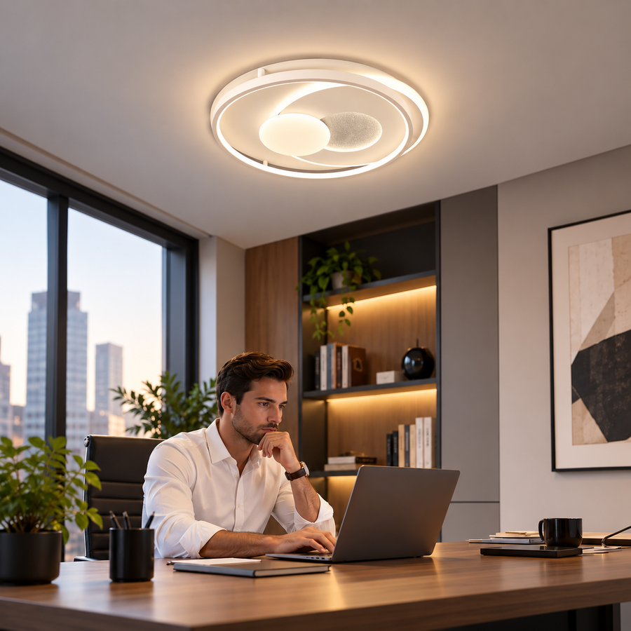 LED luster s diaľkovým ovládaním ISTARAVSHAN, okrúhly tvar, 86W, studené/teplé/neutrálne svetlo, stmievateľné, biela