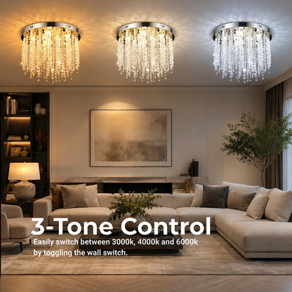Krištáľový LED luster LLC215/400WH okrúhly, 22W, studené/teplé/neutrálne svetlo, krištáľ, zlatý
