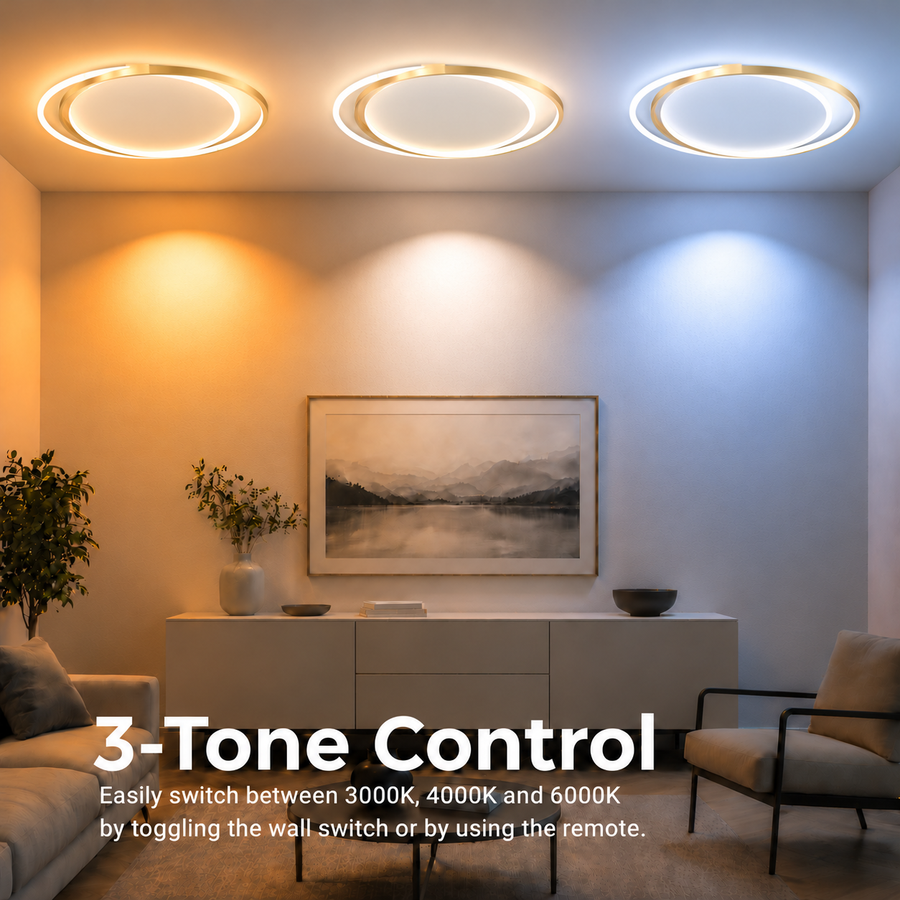 LED luster s diaľkovým ovládaním SOLARA 51W, 2 kruhy, studené/teplé/neutrálne svetlo, stmievateľné, biele zlato