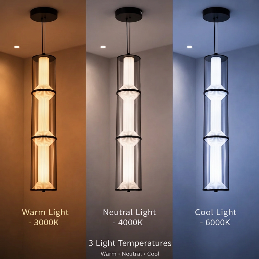 Závesný LED luster s diaľkovým ovládaním 78W, Orin, 3 prvky, Nastaviteľná výška, Teplé/Studené/Neutrálne svetlo, Biely, Kov