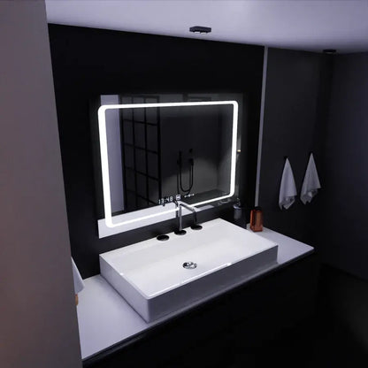 Zrkadlo LED obdĺžnikový 90x60cm Sole Sullo Sensor System rozmrazujúce hodiny a teplomer