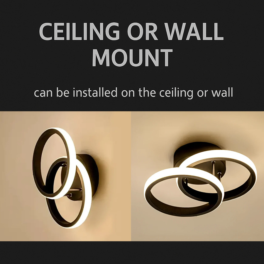 LED luster VERTEX CIRCULA 22W, 2 kruhy, kovové rámy, studené/teplé/neutrálne svetlo, čierny