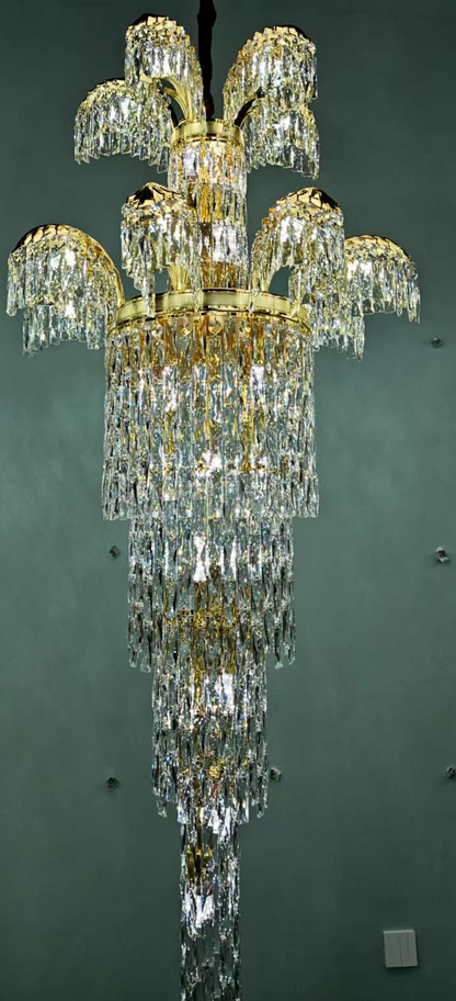 Krištáľový luster Regalis 11x E14, priemer 85 cm, lesklé zlato, nastaviteľná výška, kov a krištáľ