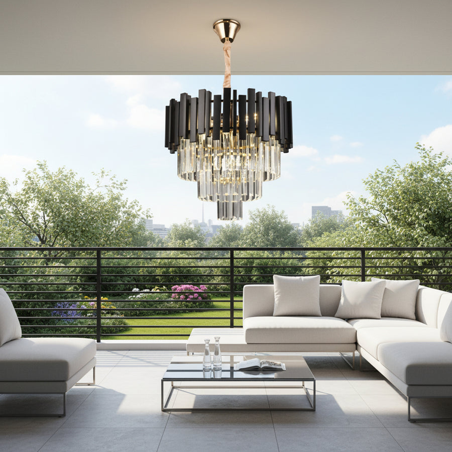 Crystal blois petito 3xe14 luster, priemer 30 cm, čierna, nastaviteľná výška