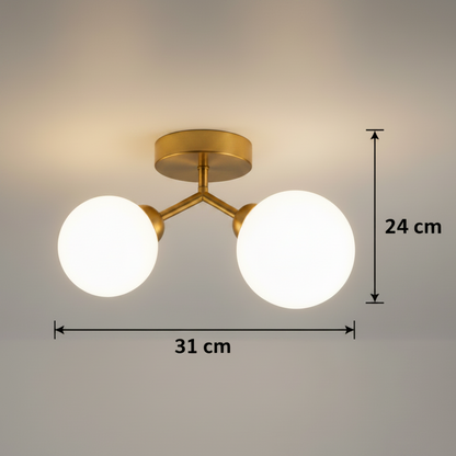 Moderný luster ORBS, 31cm, 2xG9, glóbusy, zlatý
