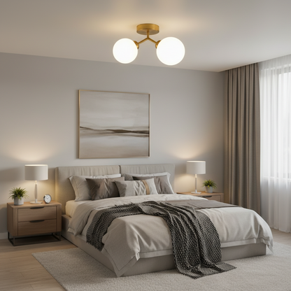 Moderný luster ORBS, 31cm, 2xG9, glóbusy, zlatý