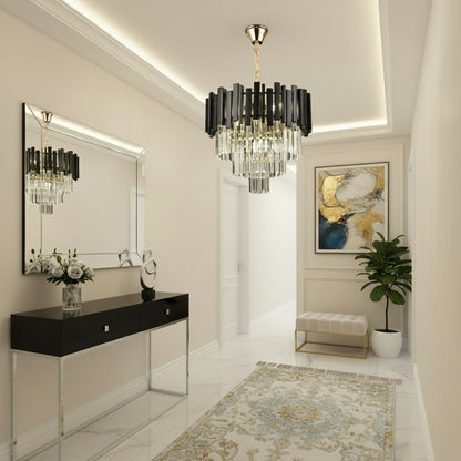 Crystal blois petito 3xe14 luster, priemer 30 cm, čierna, nastaviteľná výška