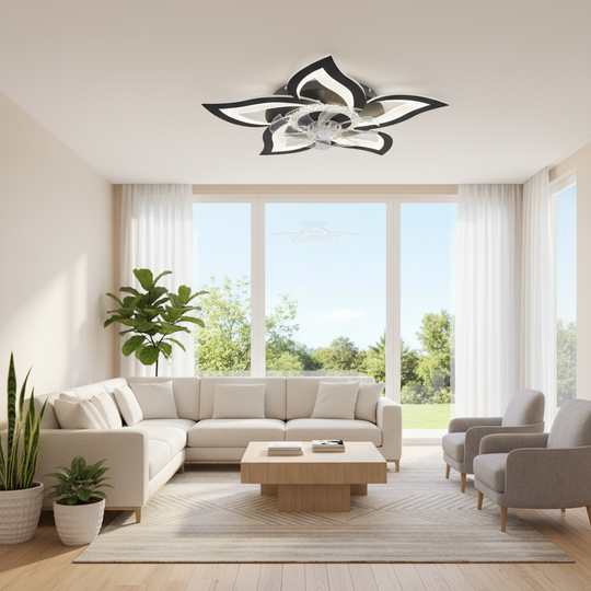 ANEMO Ventilátorový LED luster s diaľkovým ovládaním, 49W, D85cm, studené/neutrálne/teplé svetlo, čierny