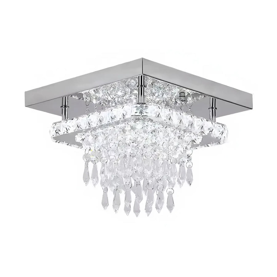 LED luster Alberico Square, 19 W, studené/horúce/neutrálne svetlo, kryštál, lesklý chróm