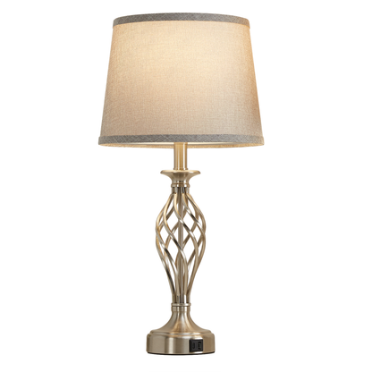 Veioza VZ212WH, 1x E27, kov a textil, biela a zlatá