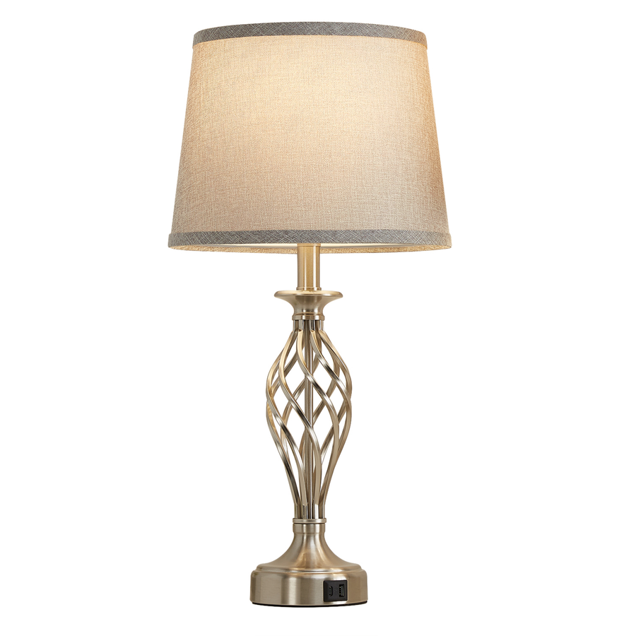 Veioza VZ212WH, 1x E27, kov a textil, biela a zlatá