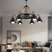 Vintage luster s pedro lanom, 4 x E27 zatvorené drevo